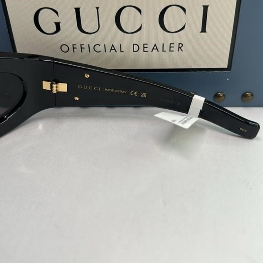 New Authentic GUCCI GG1247s 001 Black/Gold Oval sunglasses - Picture 5 of 14
